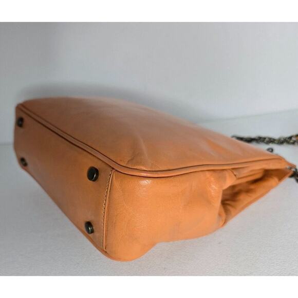 Hobo International Leather Crossbody Shoulder Bag BALL CLASP Orange Chain Strap - Picture 7 of 14